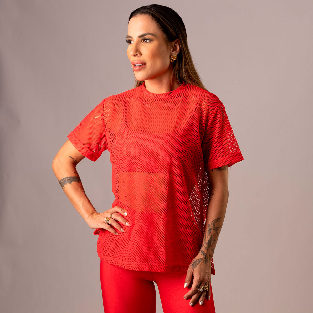 Camisa Over Pri Chic red