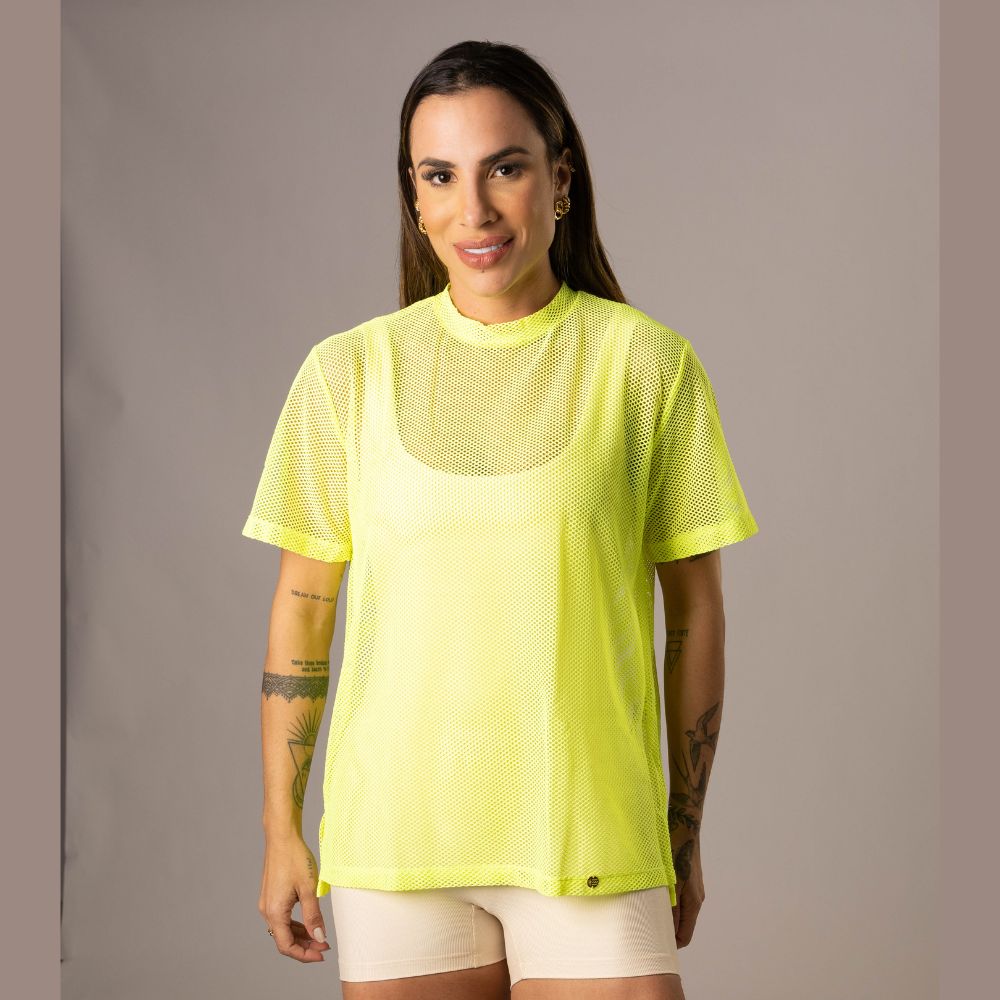 Camisa Over Pri Amarelo Neon