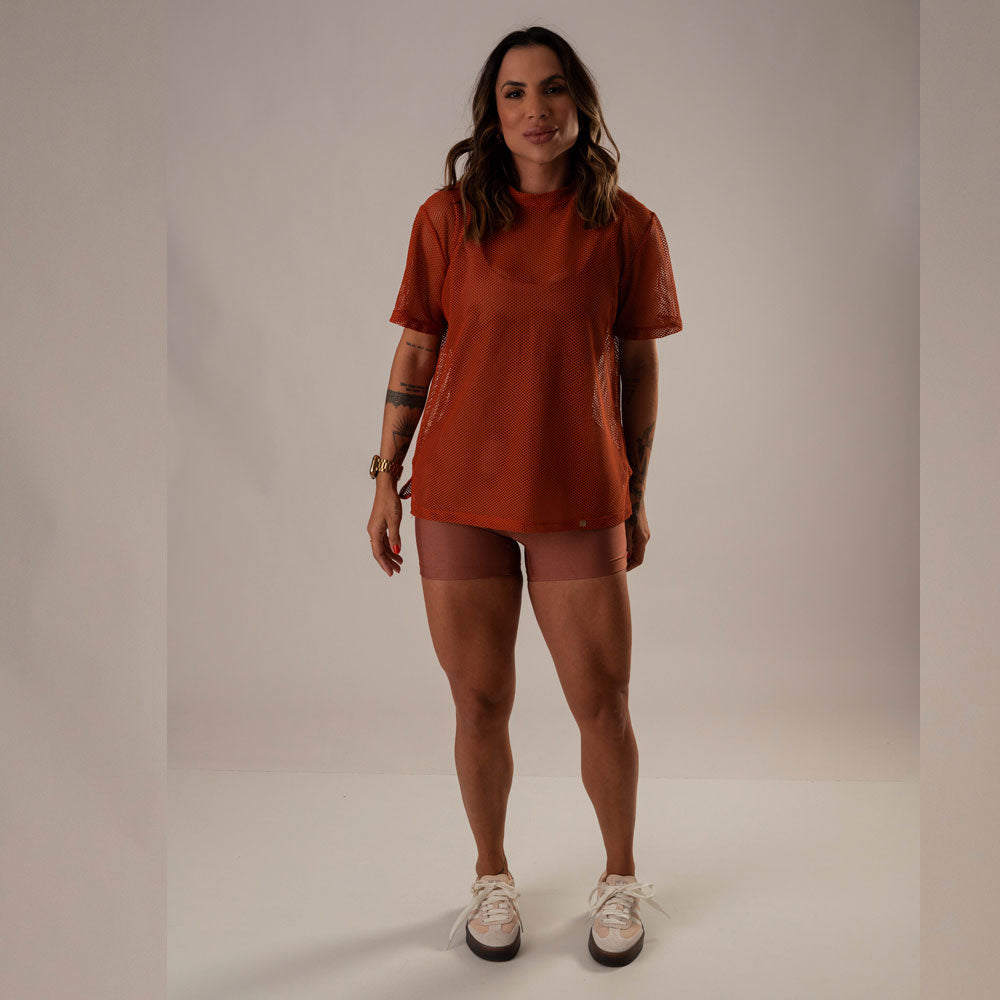 Camisa Over Pri Terracota