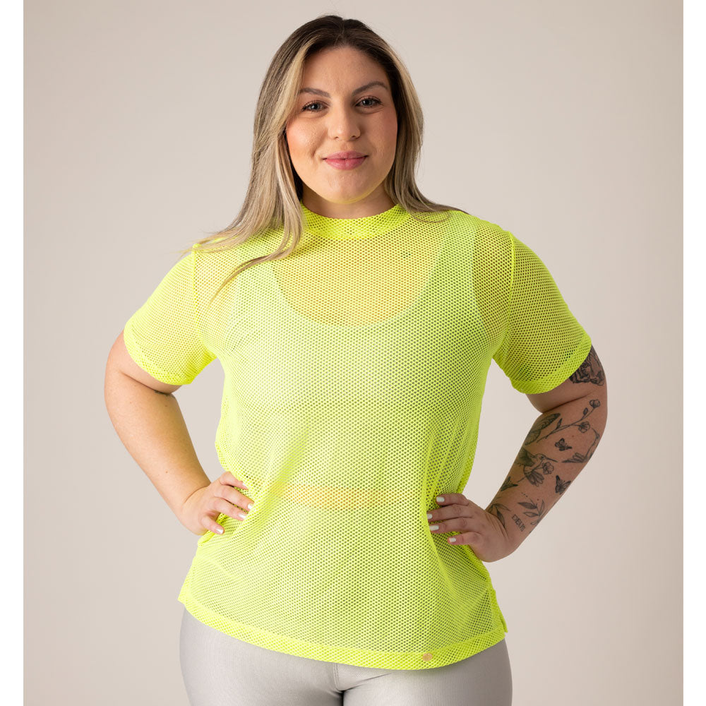 Camisa Over Pri Amarelo Neon